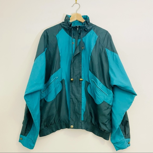 Vintage Jackets & Blazers - Vintage | 90s 100% Silk Teal Windbreaker